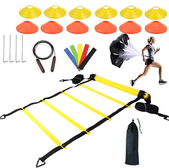 Trainingsstokken Set - Agility Paaltjes - Sportprestaties Verbeteren - Verstelbare Hoogte - 12 Delig - Zwart