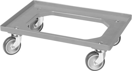 Transportroller voor kisten 60 x 40 cm met 4 zwenkwielen in grijs