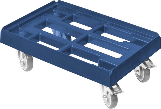 Transportwagen voor kisten 60 x 40 cm met 2 remmen in blauw