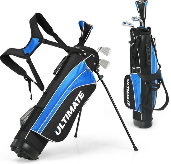 Trendmix Junior 5-Delige Golfclub Set Inclusief tas en Golfclubs – Junior Golfclubs - Golf Set Voor Kinderen In De Leeftijd Van 8-10 Blauw van Merkloos
