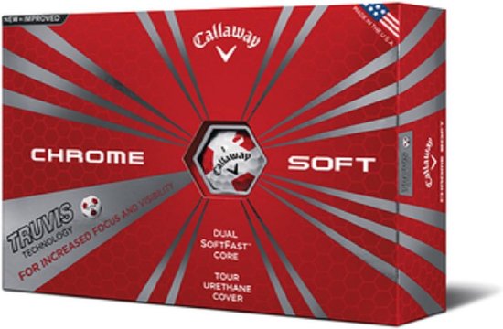 Truvis Golfballen - 2016 Chrome Soft - Wit/Rood van Merkloos
