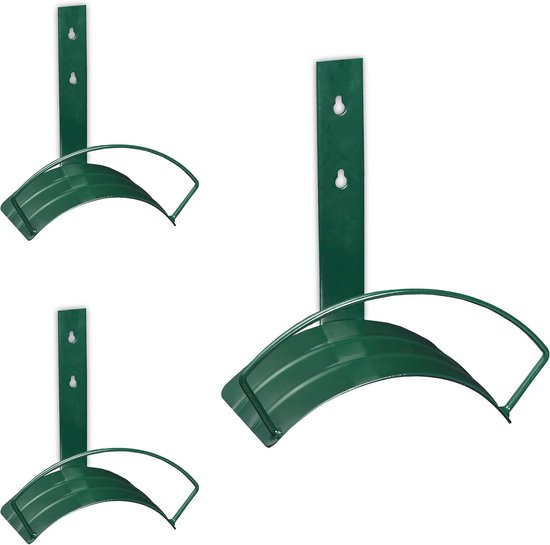 tuinslanghouder muur, set van 3, staal, voor 60 m 5/8" slang, wandslanghouder, HBD: 33 x 32,5 x 16,5 cm, groen