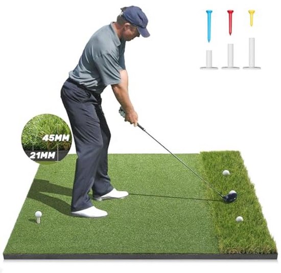 Tweevoudige turf golfmat 1,5 x 1,2 m voor binnen en buiten – Ideaal voor golftraining en cadeau voor mannen van Merkloos