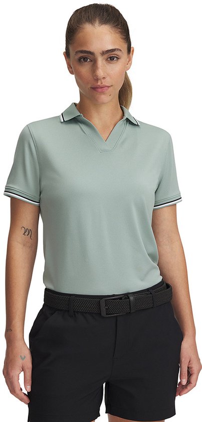 UA Drive SS Rib Polo-Silica Green / Black / Black van Under Armour