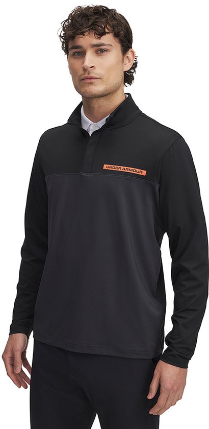 UA T2G 1/4 Zip-Black / Anthracite / Fire van Merkloos