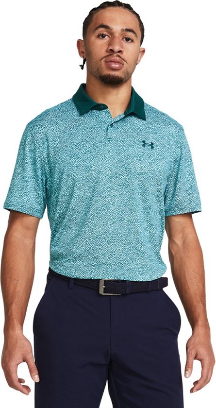 UA T2G Printed Polo-Sky Blue / Hydro Teal / Hydro Teal van Merkloos