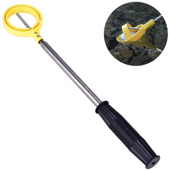 Uitschuifbare golfbalhouder en -vanger van roestvrij staal, geschikt geschikt voor watergolf, cadeau geschikt voor mannen, golfaccessoire geschikt voor heren (geel).