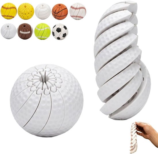 Ulisem - Fidget speelgoed in balvorm - Miniatuur sportbal die roteert - Stille sensorische fidget - Helpt bij stress en spanning - Draagbaar voor onderweg - Voor kinderen en volwassenen - Cadeau voor sportfans - Golf