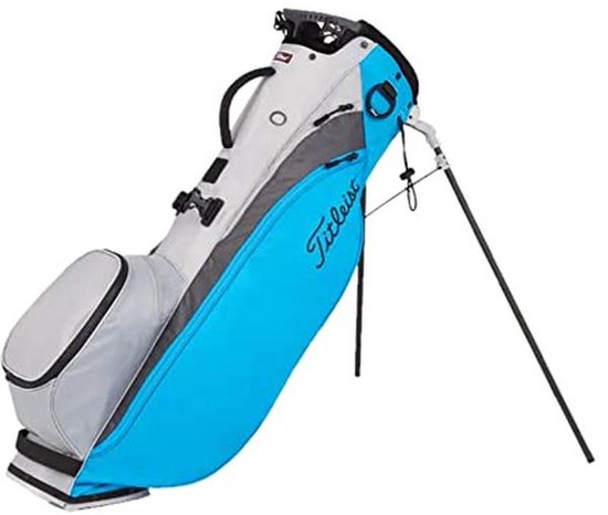 Ultralichte Golfstandbag met Dubbele Riem in Blauw en Grijs van Merkloos