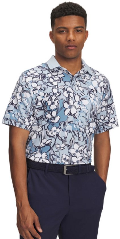 Under Armour Golf Drive Chill Printed Polo Heren Blue Calm van Merkloos