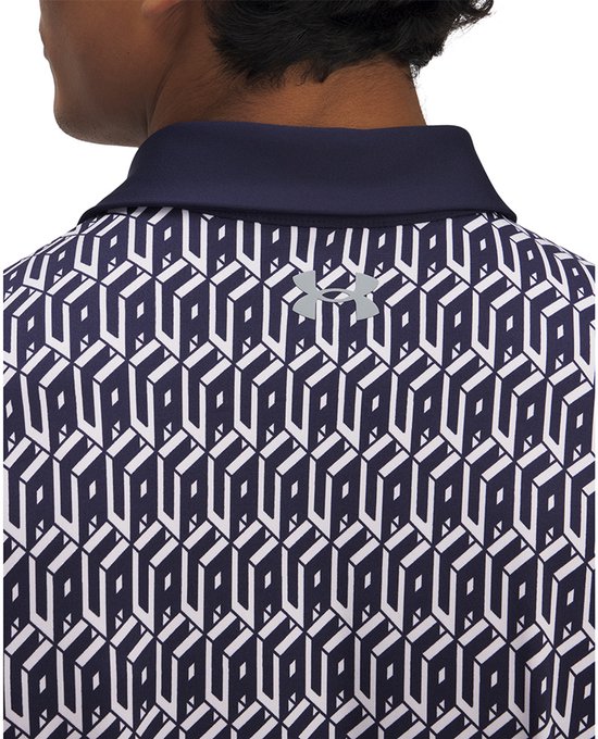 Under Armour Heren Playoff Golfpolo 3.0 Printed-Navy Wit van Under Armour