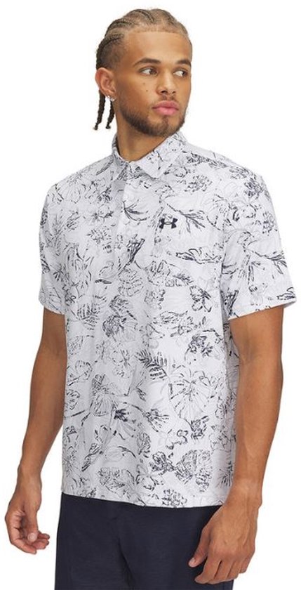 Under Armour Heren Playoff Golfpolo 3.0 Printed-Wit Navy