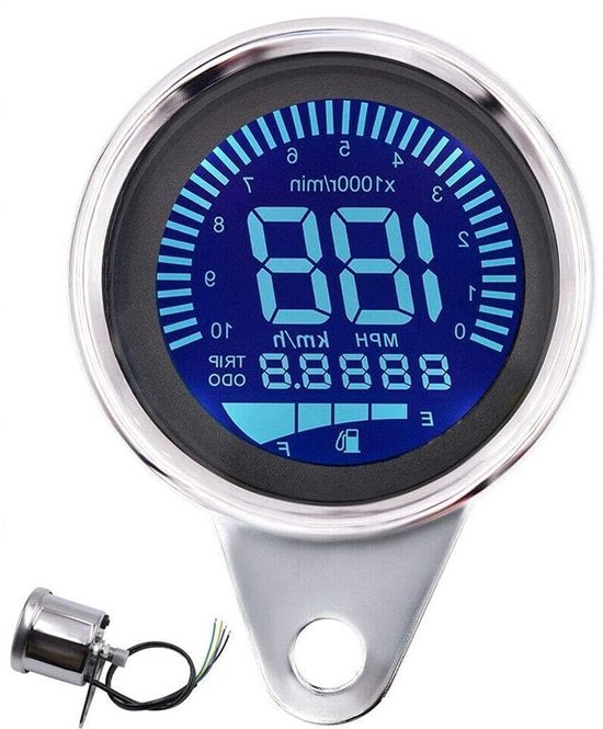 Universele 12V Motorrijders Snelheidsmeter, Toerenteller en Odometer met Brandstofmeter en 7 Achtergrondkleuren van Merkloos
