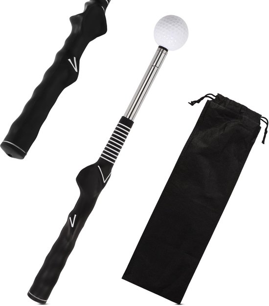 Unyqoos® Intrekbare golftrainingshulp met klikfunctie en opbergtas voor optimaal oefenen van Merkloos