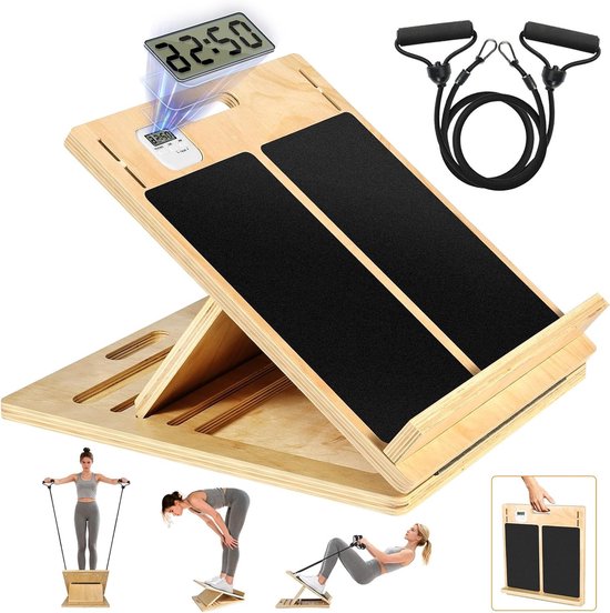 Upgrade Slant Calf Rack met Tijdmeting, 4 Verstelbare Hoeken en Antislip Stretchboard voor Spierverlenging en Balanstraining (Grote Maat)