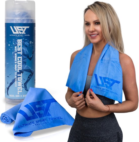UST Cooling Handdoek in handige opberg tube - Verkoelende Handdoek – Verkoeling binnen handbereik! Kleur Blauw van UST