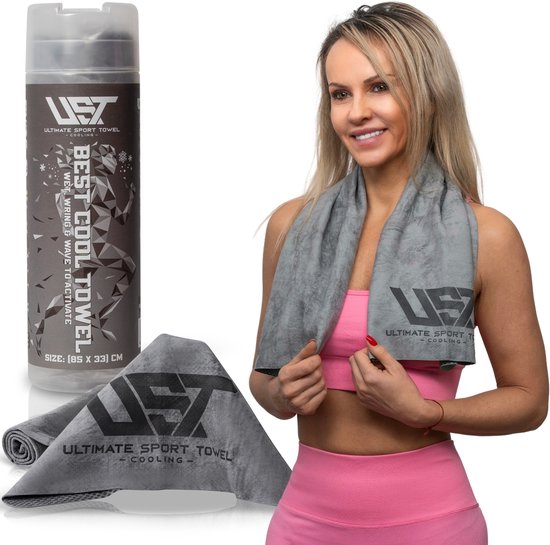 UST Cooling Handdoek in handige opberg tube - Verkoelende Handdoek – Verkoeling binnen handbereik! Kleur Grijs van UST