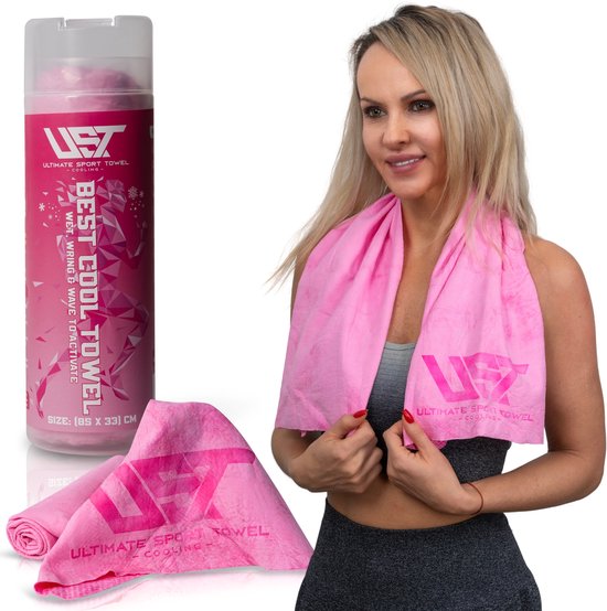 UST Cooling Handdoek in handige opberg tube - Verkoelende Handdoek – Verkoeling binnen handbereik! Kleur Roze van UST