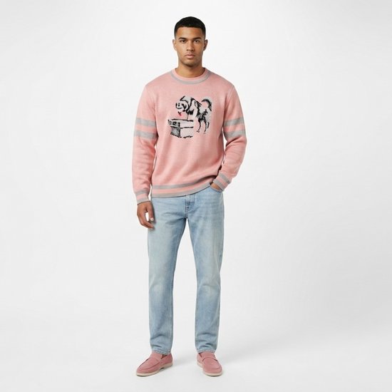 van Gevorkian - Luxe Trui Dames & Heren - Zalmroze - Maat S - Luxe & Zachte stof - Gebreid met Hond Motief van Merkloos