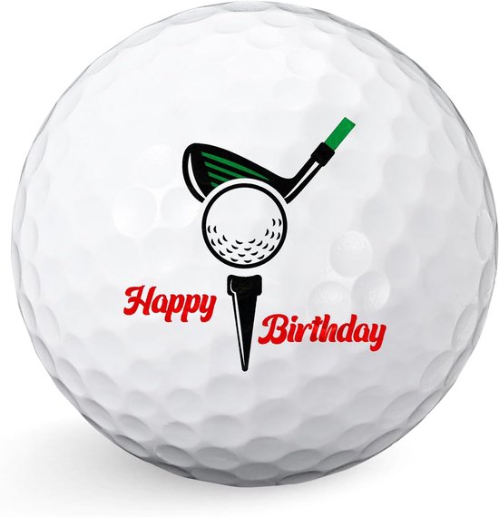 Verjaardag Golfbal - Cadeau Bal - Golfen Vieren - Grappig Ontwerp - 4.26 cm Diameter - Groen Wit
