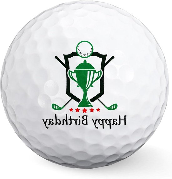 Verjaardag Golfbal - Cadeau Bal - Golfen Vieren - Thema Gravering - 4.26 cm Diameter - Groen Wit