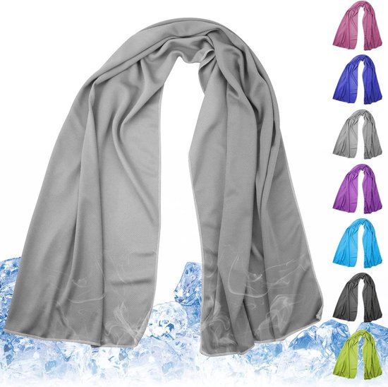 Verkoelende handdoek - Koelhanddoek microvezel - Sport en reizen - Onmiddellijke koeling - 40 x 110 cm - Lichtgrijs