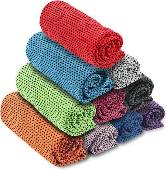 Verkoelende handdoek - Microvezel doek - Sport en outdoor - Onmiddellijke ijskoeling - 10 stuks 30x100cm - Blauw