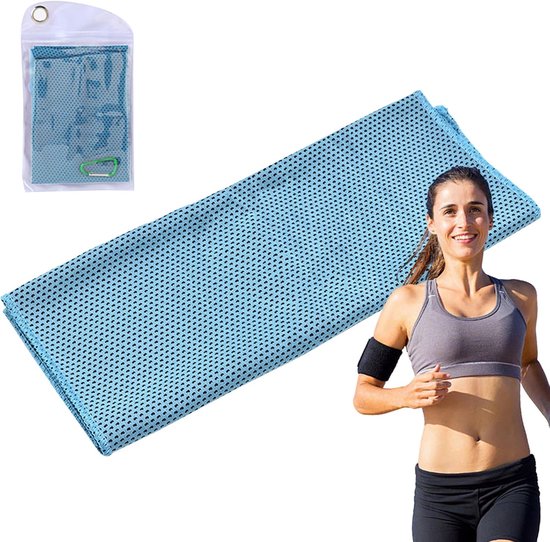 Verkoelende Handdoek - Zweetdoek - Sporten en Reizen - Directe Koeling - 30x100 cm - Lichtblauw