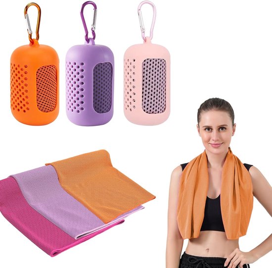Verkoelende handdoeken - Sneldrogende sporthanddoeken - Sport en outdoor - Met draagbare hoesjes - 30 x 90 cm - 3 kleuren