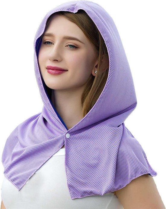 Verkoelende Hoodie Handdoek - Nek en Gezicht Capuchon - Outdoor Verkoeling - Directe Verdampingskoeling - 30 x 20 cm - Paars