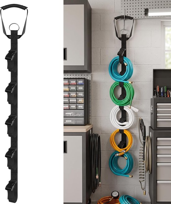 Verlengkabel met 5 vakken, hanger, herbruikbare kabelhouder voor verlengkabel, tuinslang, touwen in garage, werkplaats en camper