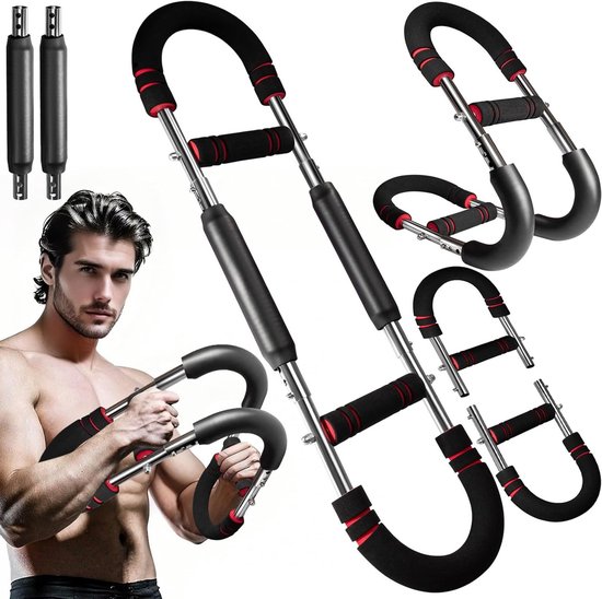 Verstelbare Arm Trainer voor Thuisgebruik, 3 Niveaus, Krachttraining voor Borst en Armen, Draagbaar en Verwijderbaar Ontwerp, Geschikt voor Mannen en Vrouwen, 30-50 kg