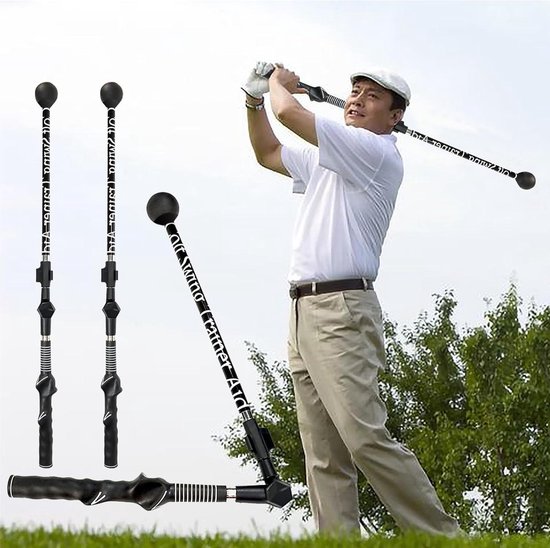 Verstelbare draagbare Golfswing trainerhulp - Verbeter scharnier - Opvouwbare golftrainingshulpmiddelen - Tempo-ritmebalans en kracht - Zwart