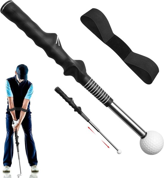 Verstelbare Golf Swing Trainer voor Beginners: Verbeter je Golftechniek met een 39-66 cm Oefenhulpmiddel voor Binnen en Buiten, Ideaal voor Krachttraining en Warming Up