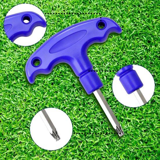 Verstelbare Ratel Sleutel voor Golfclubs en Spikes | Roestvrijstalen Gereedschap met Kunststof Handvat, Ideaal voor Golfaccessoires en Onderhoud