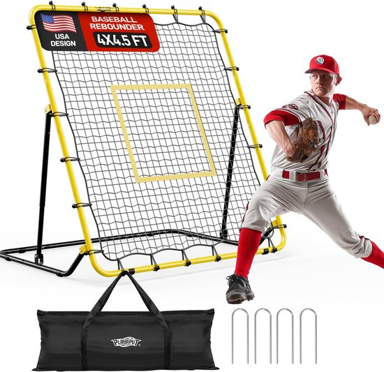 Verstelbare Rebounder voor Honkbal en Softbal | 7 Hoek Posities | Draagbaar Veldtraining Net van Merkloos