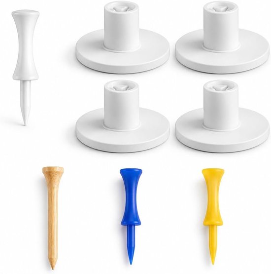 Verstelbare rubberen golftees set van 4 voor driving range, golfsimulator en training, ideaal als cadeau voor golfers