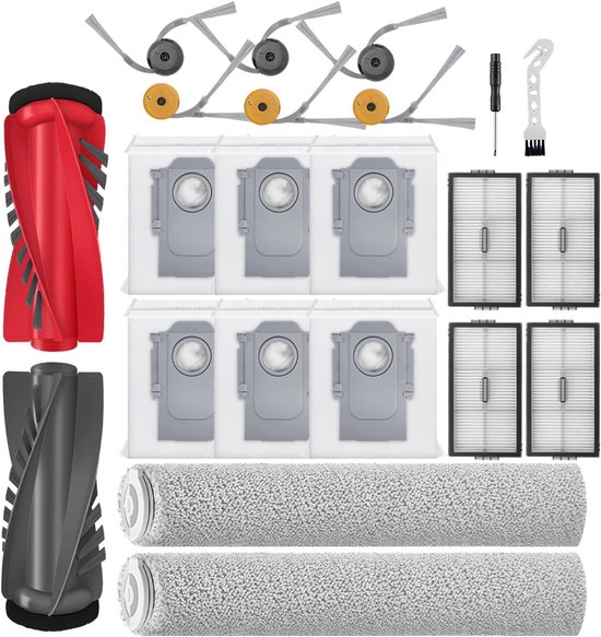 Vervangende onderdelen voor Roborock Saros 20 Flow/P30 Pro robotstofzuigeraccessoireset inclusief 1 hoofdborstel, 2 roldweil, 6 zijborstels, 4 filters, 6 stofzakken, 2