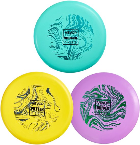 VEVOR Disc Golf Starter Set (3 Stuks), Frisbees voor Full Body Krachttraining, met Putter, Mid-Range, Driver, Pdga Goedgekeurd, voor Tuin, Gazon, Strand En Park Buiten van VEVOR