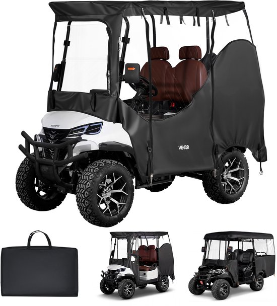 VEVOR Golfkarhoes Gemaakt van 420d Oxford-Stof voor 2- en 2+2-Zits Golfkarren, Beschermhoes voor De Meeste Golfkarren van Club Car, Yamaha, Ezgo en Honda, Pvc-Coating en Winddicht Ophangsysteem
