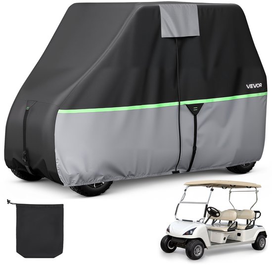VEVOR Golfkarhoes voor 2+2/4-Zits Golfkarren (De Meeste Golfkarren van Club Car, Yamaha, Ezgo en Honda), Regenhoes Gemaakt van 600d Oxford-Stof, met Pu-Coating en 3 Deuren met Ritssluiting