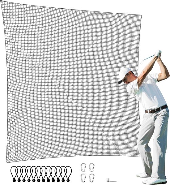 VEVOR Golfnet 3 x 46 m golfoefennet indoor slagnet - heavy duty nylon - doe-het-zelf balnet - rijden trainingsschommel - voor golf honkbal hockey voetbal van Merkloos