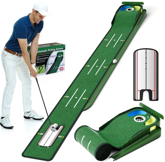 Vhr Putting Mat - Golfmat - Oefenmat Golfen - Pitch en Put - Golf Putting Trainer - 3 Ballen Gratis - Tweekleurige Grasgolfmat - Binnen en Buiten