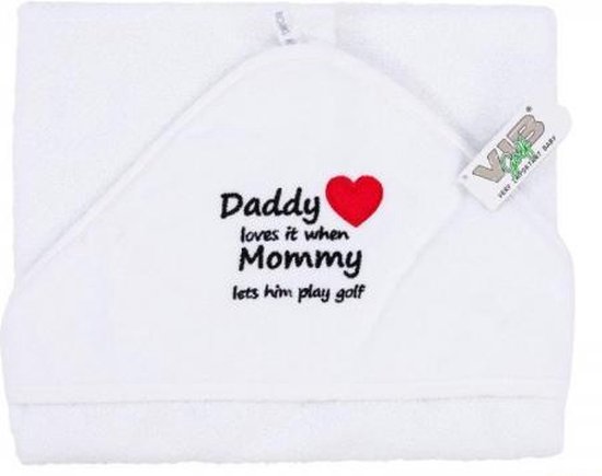 VIB Nova Golf 'Daddy Loves It When Mommy Lets Him Play Golf' Handdoek Cape - Wit van VIB Nova