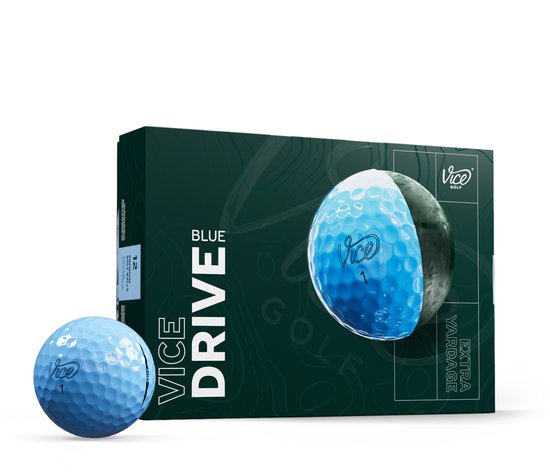 Vice Golf Drive - 12 golfballen - Blauw - 2-delig - Duurzame Surlyn® cover - Extra afstand & slijtvast