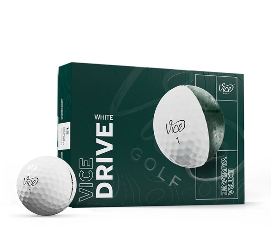 Vice Golf Drive - 12 Golfballen - Wit - 2-delige Surlyn® Constructie – Golf Accessoire van Vice