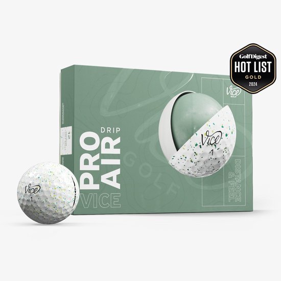 Vice Golf Pro Air - 12 golfballen - Drip Petrol Geel - Urethane cover - 3-delig - Hoge vlucht & lange carry van Merkloos