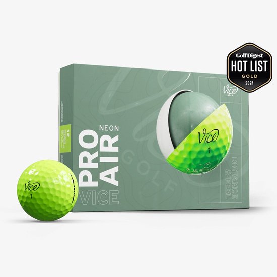 Vice Golf Pro Air - 12 golfballen - Neon Lime - Urethane cover - 3-delig - Hoge vlucht & lange carry van Merkloos