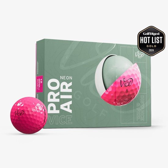 Vice Golf Pro Air - 12 golfballen - Neon Pink - Urethane cover - 3-delig - Hoge vlucht & lange carry van Merkloos