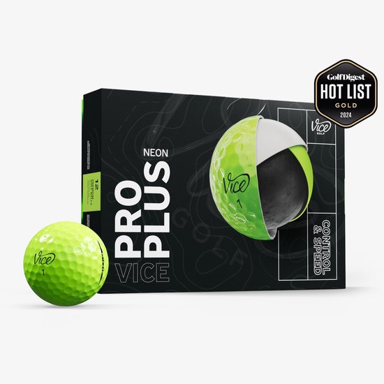 Vice Golf Pro Plus - 12 Golfballen - Neon Lime - Urethane cover - 4-delig - Meer afstand & balsnelheid van Merkloos